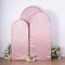 3 Dusty Rose Ripple Satin Round Top Wedding Arch Backdrop Stand Covers Set Party